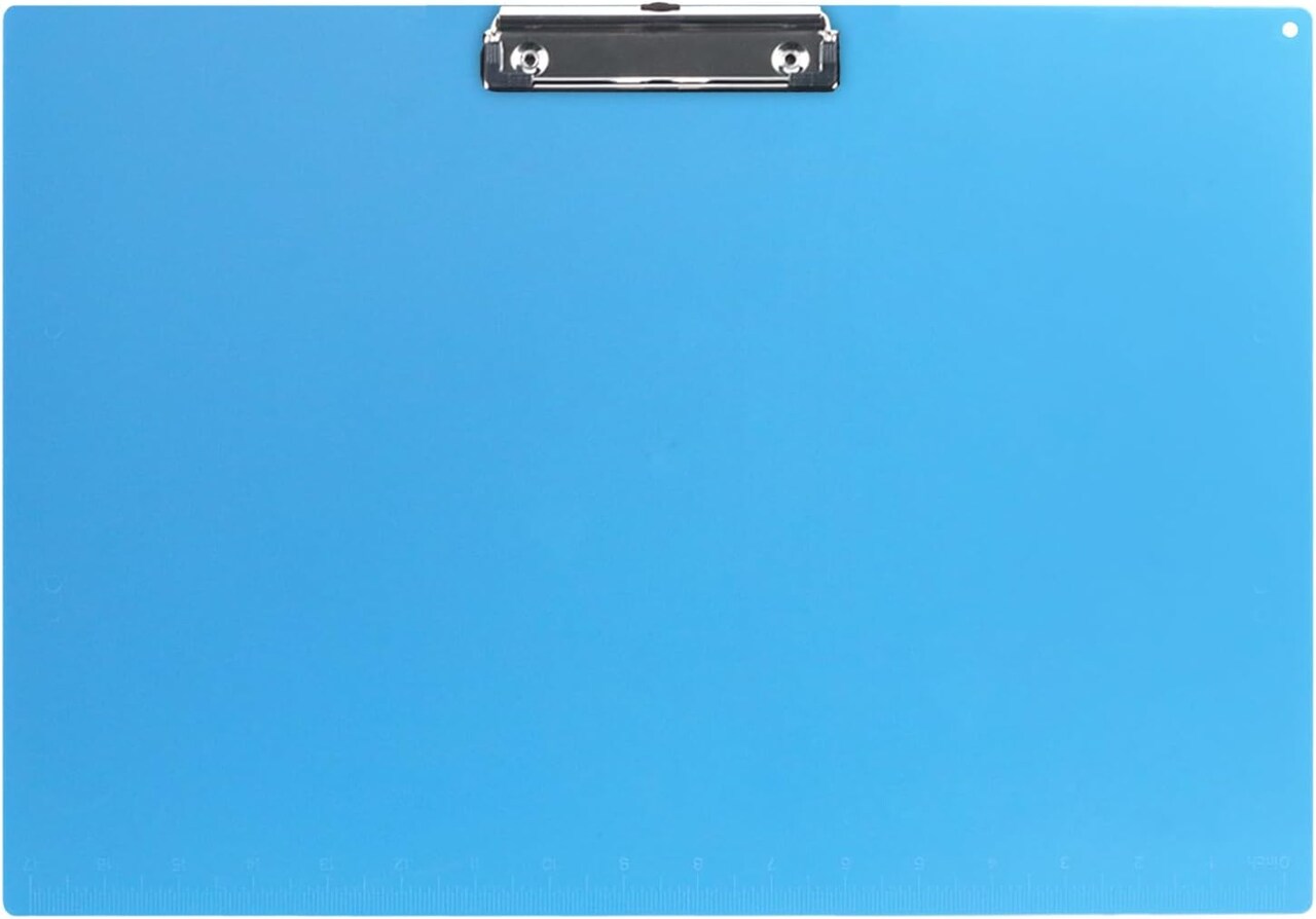 11×17 Extra Large Clipboard with Ruler – Landscape, Low-Profile Clip, Blue Plastic